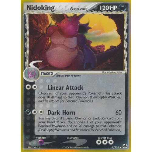 Nidoking (Delta Species) 6/101 EX Dragon Frontiers Holo Rare Pokemon Card NEAR MINT TCG