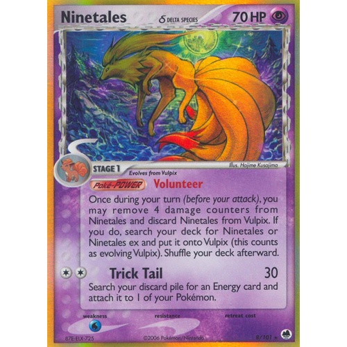 Ninetales (Delta Species) 8/101 EX Dragon Frontiers Holo Rare Pokemon Card NEAR MINT TCG