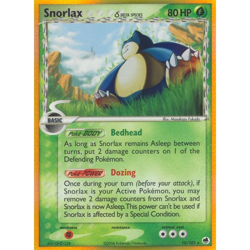 Snorlax (Delta Species) 10/101 EX Dragon Frontiers Holo Rare Pokemon Card NEAR MINT TCG