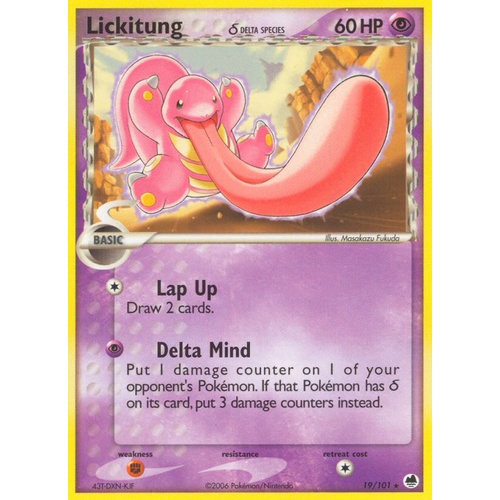 Lickitung (Delta Species) 19/101 EX Dragon Frontiers Rare Pokemon Card NEAR MINT TCG