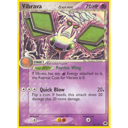 Vibrava (Delta Species) 24/101 EX Dragon Frontiers Rare Pokemon Card NEAR MINT TCG