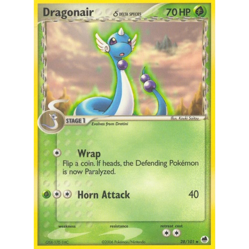 Dragonair (Delta Species) 28/101 EX Dragon Frontiers Uncommon Pokemon Card NEAR MINT TCG