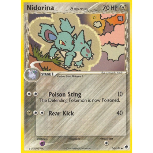 Nidorina (Delta Species) 34/101 EX Dragon Frontiers Uncommon Pokemon Card NEAR MINT TCG
