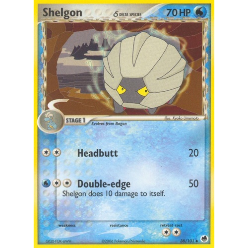 Shelgon (Delta Species) 38/101 EX Dragon Frontiers Uncommon Pokemon Card NEAR MINT TCG