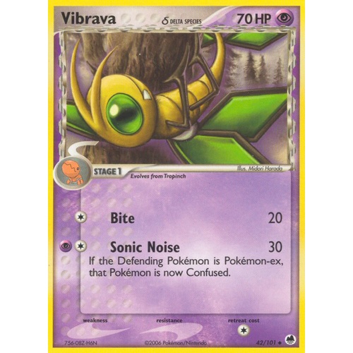 Vibrava (Delta Species) 42/101 EX Dragon Frontiers Uncommon Pokemon Card NEAR MINT TCG