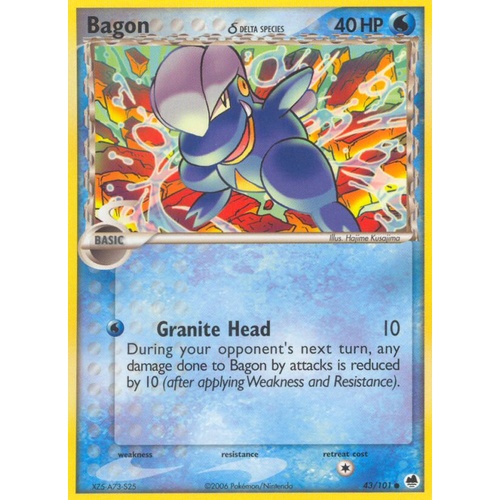 Bagon (Delta Species) 43/101 EX Dragon Frontiers Common Pokemon Card NEAR MINT TCG