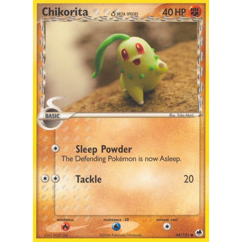 Chikorita (Delta Species) 44/101 EX Dragon Frontiers Common Pokemon Card NEAR MINT TCG
