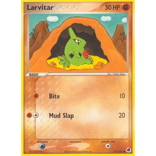 Larvitar 51/101 EX Dragon Frontiers Common Pokemon Card NEAR MINT TCG