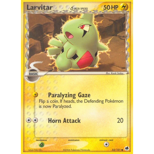 Larvitar (Delta Species) 52/101 EX Dragon Frontiers Common Pokemon Card NEAR MINT TCG