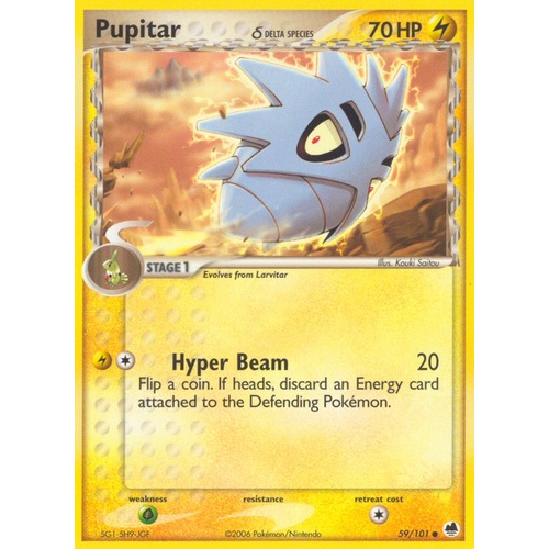 Pupitar (Delta Species) 59/101 EX Dragon Frontiers Common Pokemon Card NEAR MINT TCG