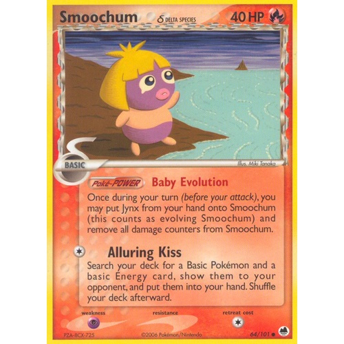 Smoochum (Delta Species) 64/101 EX Dragon Frontiers Common Pokemon Card NEAR MINT TCG