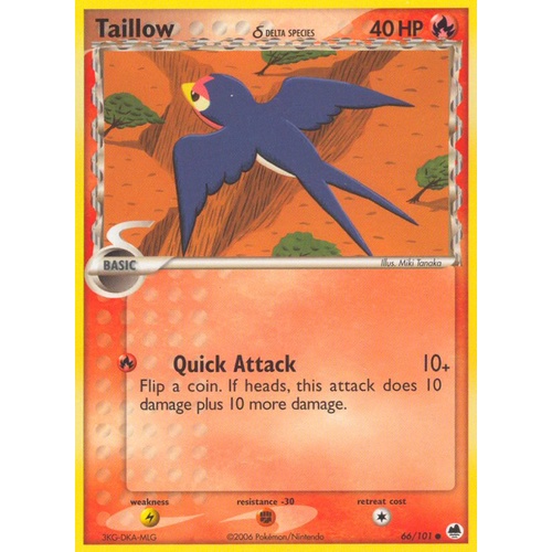 Taillow (Delta Species) 66/101 EX Dragon Frontiers Common Pokemon Card NEAR MINT TCG