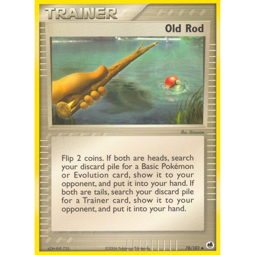 Old Rod 78/101 EX Dragon Frontiers Uncommon Trainer Pokemon Card NEAR MINT TCG