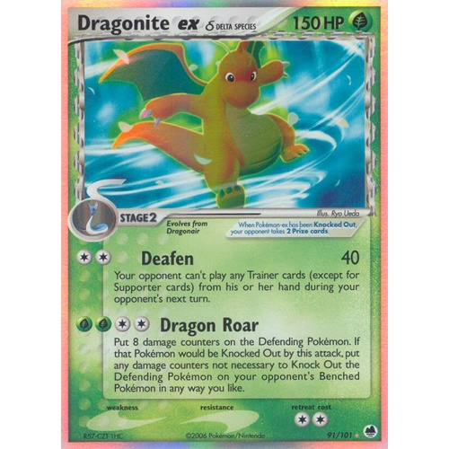 Dragonite ex (Delta Species) 91/101 EX Dragon Frontiers Holo Ultra Rare Pokemon Card NEAR MINT TCG