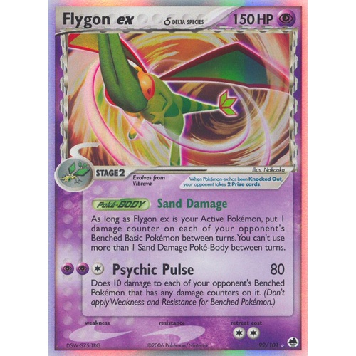 MODERATELY PLAYED Flygon ex (Delta Species) 92/101 EX Dragon Frontiers Holo Ultra Rare Pokemon Card TCG