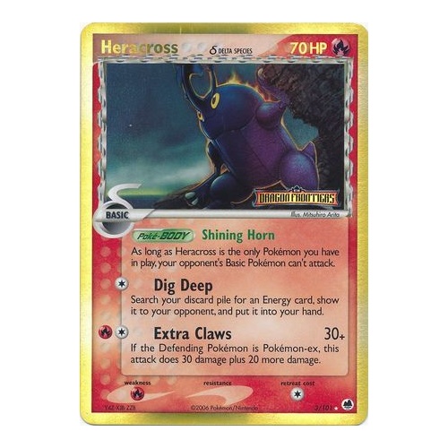 Heracross (Delta Species) 3/101 EX Dragon Frontiers Reverse Holo Rare Pokemon Card NEAR MINT TCG