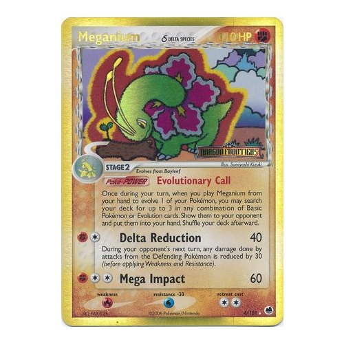Meganium (Delta Species) 4/101 EX Dragon Frontiers Reverse Holo Rare Pokemon Card NEAR MINT TCG