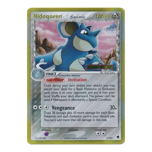 Nidoqueen (Delta Species) 7/101 EX Dragon Frontiers Reverse Holo Rare Pokemon Card NEAR MINT TCG