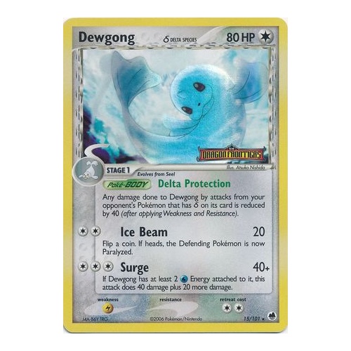 Dewgong (Delta Species) 15/101 EX Dragon Frontiers Reverse Holo Rare Pokemon Card NEAR MINT TCG
