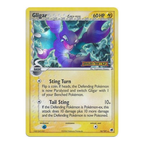 Gligar (Delta Species) 16/101 EX Dragon Frontiers Reverse Holo Rare Pokemon Card NEAR MINT TCG