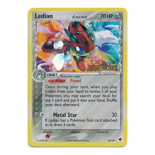 Ledian (Delta Species) 18/101 EX Dragon Frontiers Reverse Holo Rare Pokemon Card NEAR MINT TCG