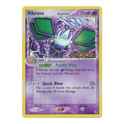 Vibrava (Delta Species) 24/101 EX Dragon Frontiers Reverse Holo Rare Pokemon Card NEAR MINT TCG