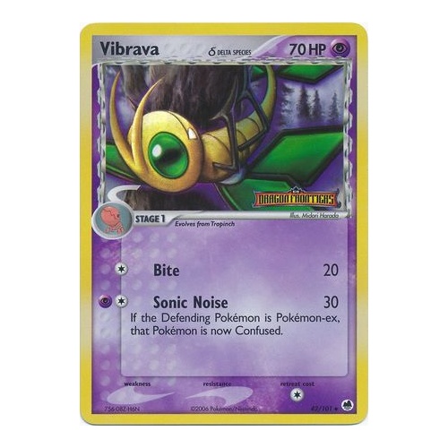 Vibrava (Delta Species) 42/101 EX Dragon Frontiers Reverse Holo Uncommon Pokemon Card NEAR MINT TCG