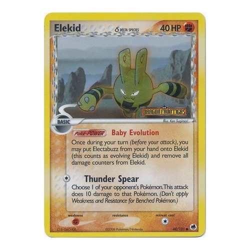 Elekid (Delta Species) 48/101 EX Dragon Frontiers Reverse Holo Common Pokemon Card NEAR MINT TCG
