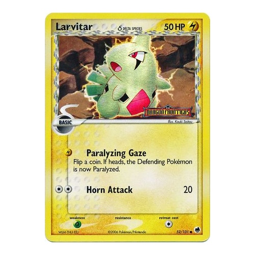 Larvitar (Delta Species) 52/101 EX Dragon Frontiers Reverse Holo Common Pokemon Card NEAR MINT TCG