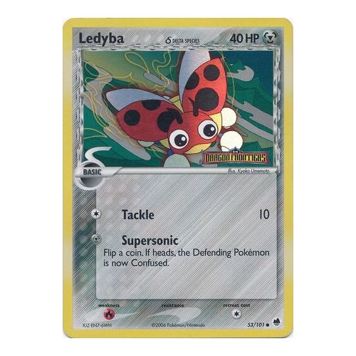 Ledyba (Delta Species) 53/101 EX Dragon Frontiers Reverse Holo Common Pokemon Card NEAR MINT TCG