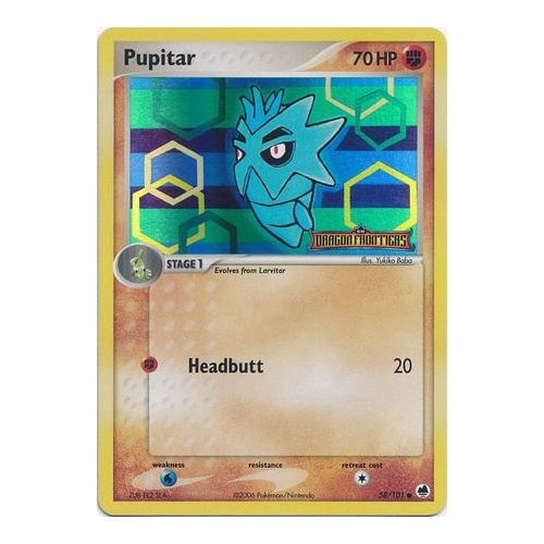 Pupitar 58/101 EX Dragon Frontiers Reverse Holo Common Pokemon Card NEAR MINT TCG