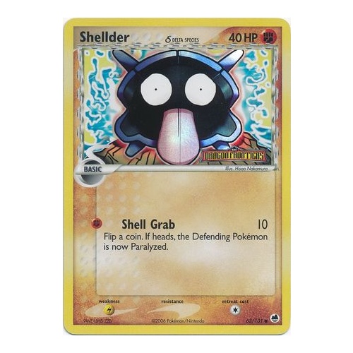 Shellder (Delta Species) 63/101 EX Dragon Frontiers Reverse Holo Common Pokemon Card NEAR MINT TCG