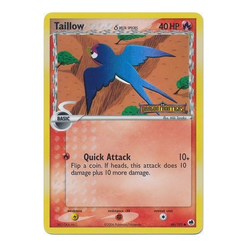Taillow (Delta Species) 66/101 EX Dragon Frontiers Reverse Holo Common Pokemon Card NEAR MINT TCG