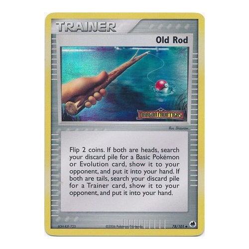 Old Rod 78/101 EX Dragon Frontiers Reverse Holo Uncommon Trainer Pokemon Card NEAR MINT TCG