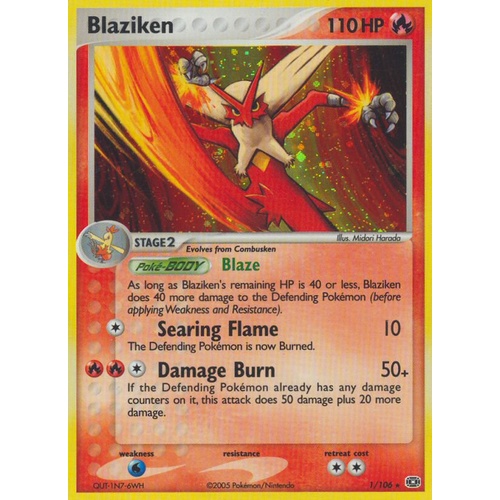 Blaziken 1/106 EX Emerald Holo Rare Pokemon Card NEAR MINT TCG