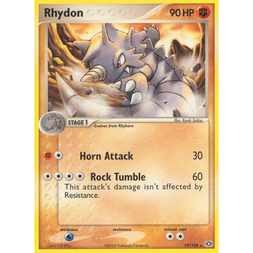 Rhydon 19/106 EX Emerald Rare Pokemon Card NEAR MINT TCG