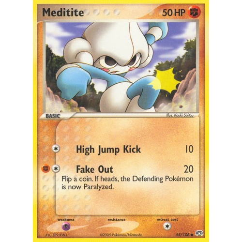 Meditite 55/106 EX Emerald Common Pokemon Card NEAR MINT TCG