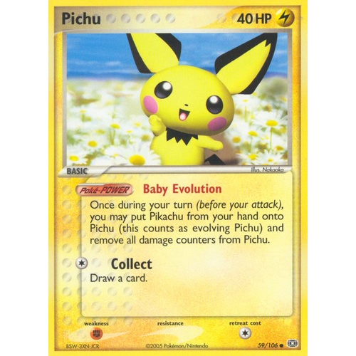 Pichu 59/106 EX Emerald Common Pokemon Card NEAR MINT TCG