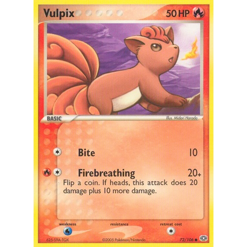 Vulpix 72/106 EX Emerald Common Pokemon Card NEAR MINT TCG