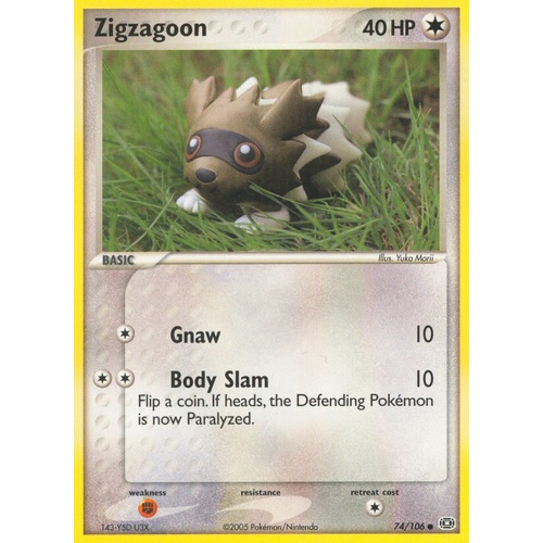 Zigzagoon 74/106 EX Emerald Common Pokemon Card NEAR MINT TCG