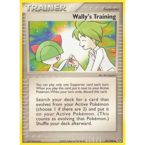 Wally's Training 85/106 EX Emerald Uncommon Trainer Pokemon Card NEAR MINT TCG