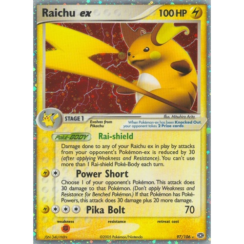 Raichu ex 97/106 EX Emerald Holo Ultra Rare Pokemon Card NEAR MINT TCG