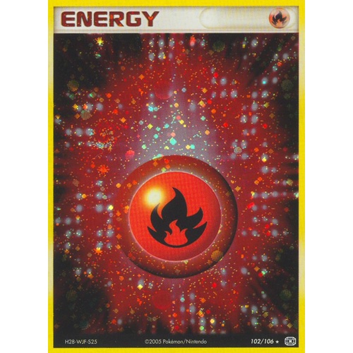 Fire Energy 102/106 EX Emerald Holo Rare Pokemon Card NEAR MINT TCG