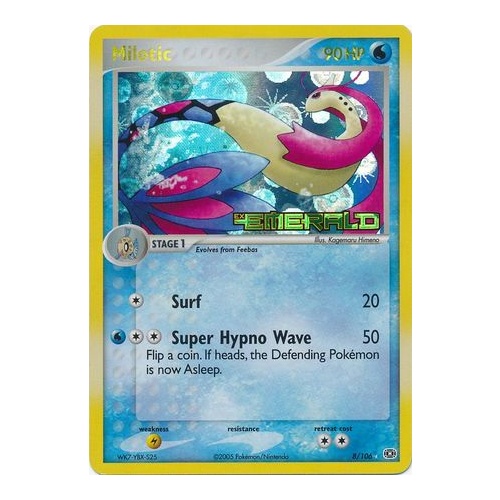 LIGHTLY PLAYED Milotic 8/106 EX Emerald Reverse Holo Rare Pokemon Card TCG