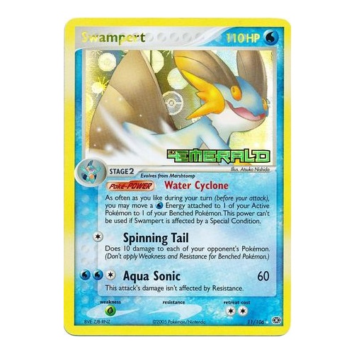 Swampert 11/106 EX Emerald Reverse Holo Rare Pokemon Card NEAR MINT TCG