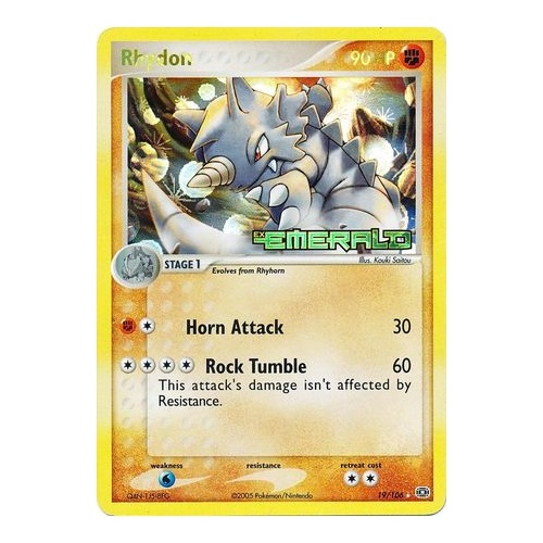 Rhydon 19/106 EX Emerald Reverse Holo Rare Pokemon Card NEAR MINT TCG