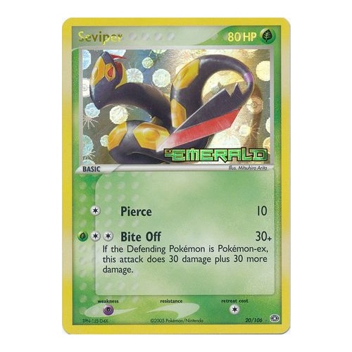 Seviper 20/106 EX Emerald Reverse Holo Rare Pokemon Card NEAR MINT TCG