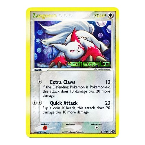 Zangoose 21/106 EX Emerald Reverse Holo Rare Pokemon Card NEAR MINT TCG