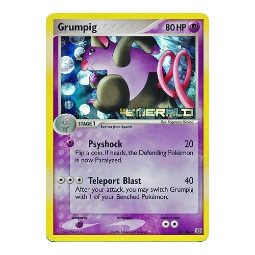 Grumpig 29/106 EX Emerald Reverse Holo Uncommon Pokemon Card NEAR MINT TCG