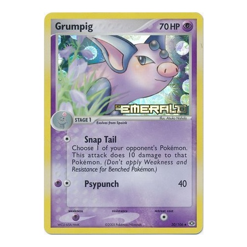 Grumpig 30/106 EX Emerald Reverse Holo Uncommon Pokemon Card NEAR MINT TCG
